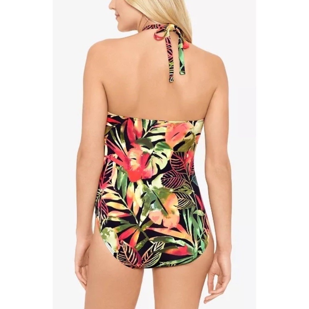 Lauren Ralph Lauren Tropical Floral Halter One Piece Swimsuit Womens Size 12 - Picture 2 of 6